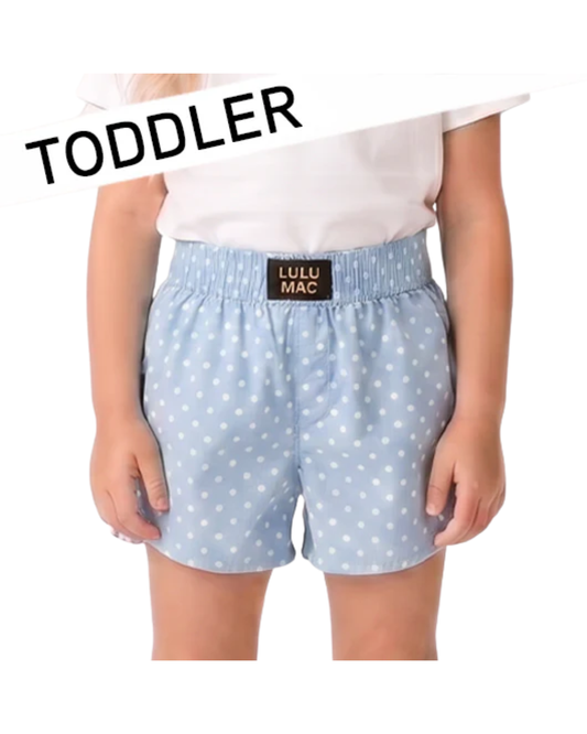 Light Blue Mini Polka Dot Toddler Shorts