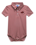 Load image into Gallery viewer, Arkansas Razorbacks Embroidered Red Stripes Polo Bodysuit

