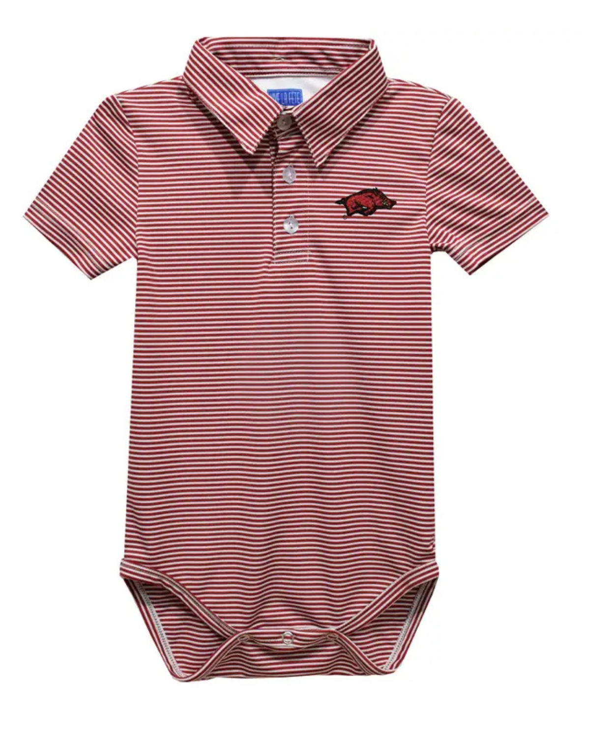 Arkansas Razorbacks Embroidered Red Stripes Polo Bodysuit