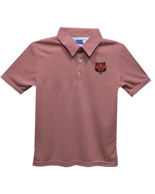 Arkansas State Wolves Embroidered Red Stripes Polo