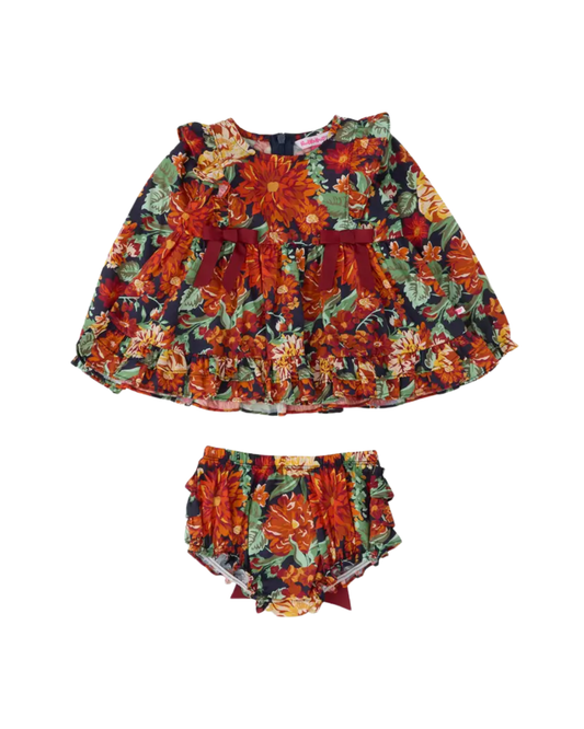 Autumn Blooms Long Sleeve Bow Swing Top & Ruffle Bloomer Set