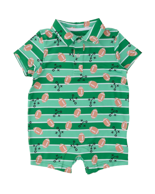 Tackles & Touchdowns Football  Performance Polo Romper