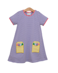 Load image into Gallery viewer, Crayon Pocket Dress - Lavender Stripes
