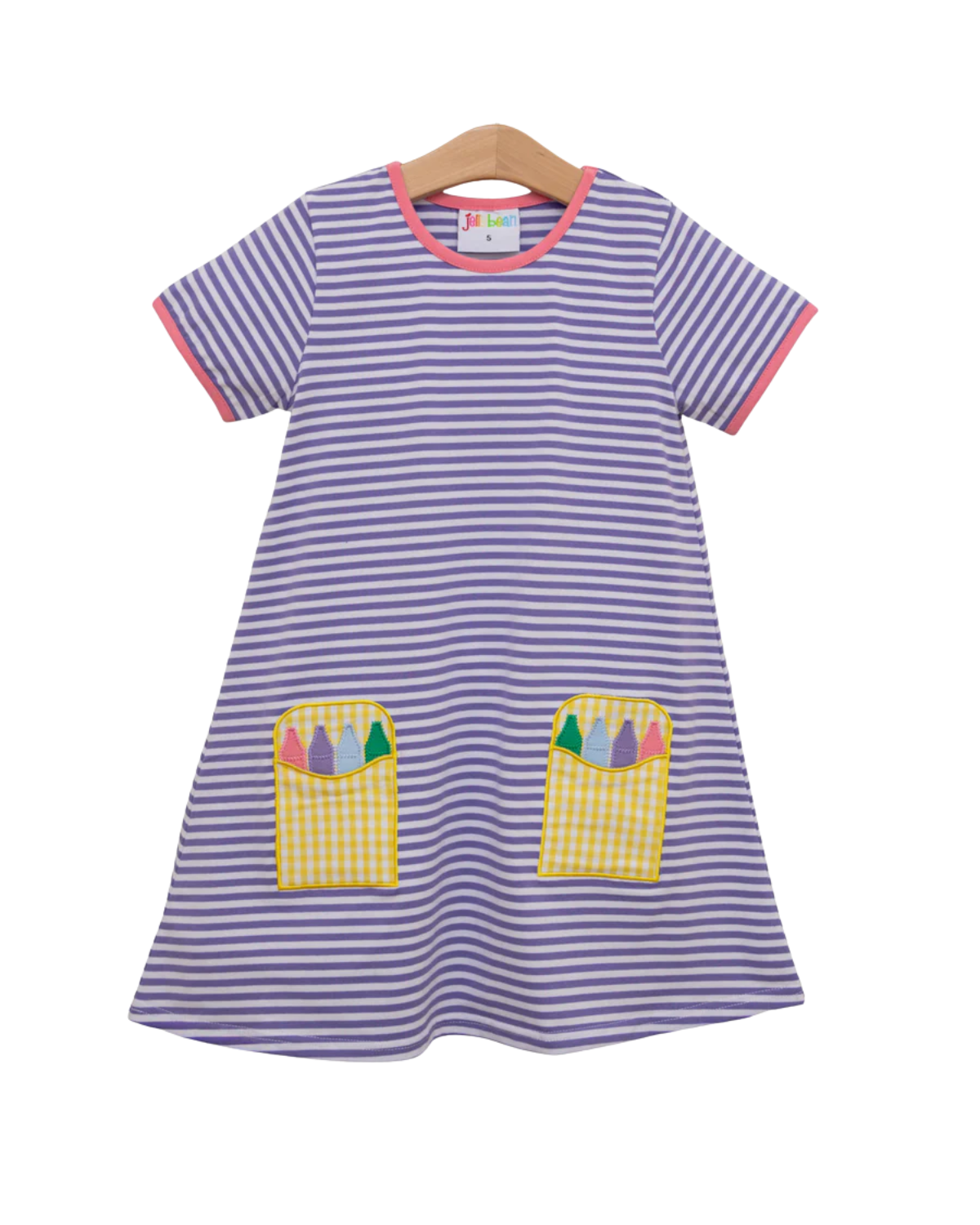 Crayon Pocket Dress - Lavender Stripes
