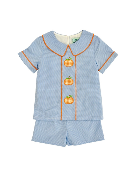 Gingham Pumpkin Applique Short Set