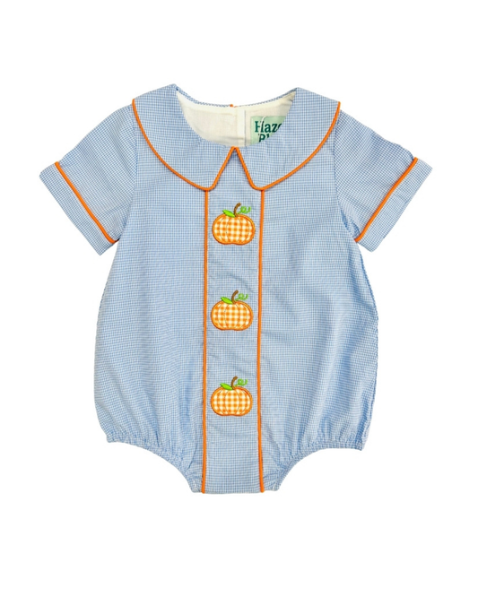 Pumpkin Applique Gingham Bubble