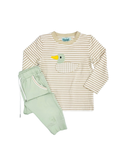 Mallard Gingham Applique Jogger Set