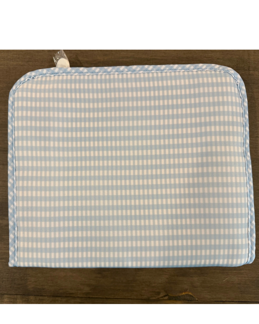 Blue Petal & Gingham Zipper Pouch