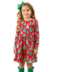 Load image into Gallery viewer, O Christmas tree long sleeve twirl dress
