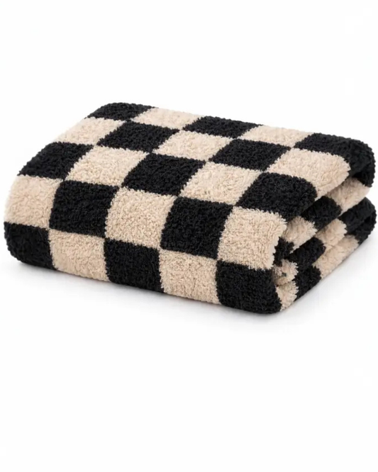 Phufy Black/Cocoa Checkerboard Blanket