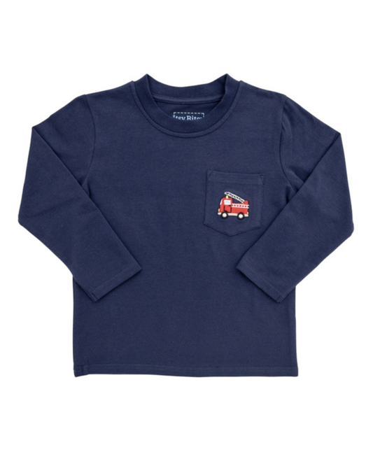 Firetruck Long Sleeve Pocket Tee