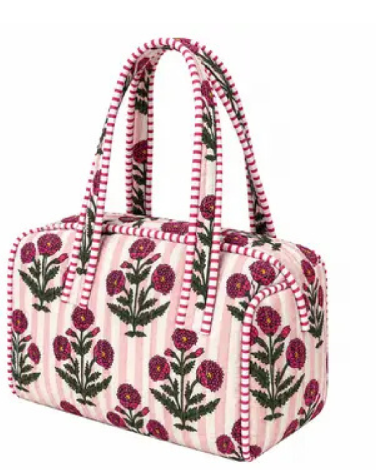 Stripe Floral Mini Quilted Duffle Bag