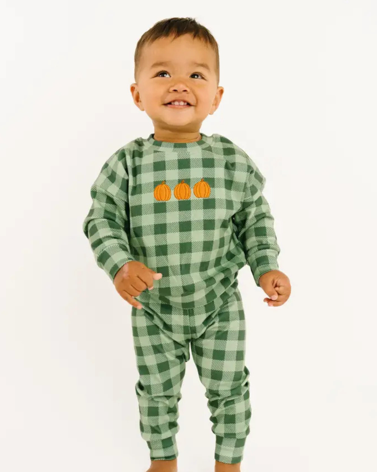 Pumpkin Embroidered Crewneck Set