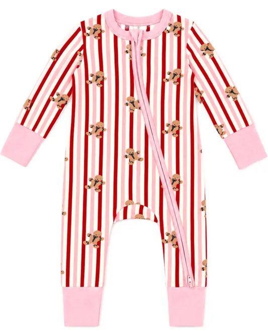 2 Way Zip Romper Gingerbread Lane Pink