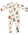 Load image into Gallery viewer, 2 Way Zip Romper Footie Country Christmas Bows

