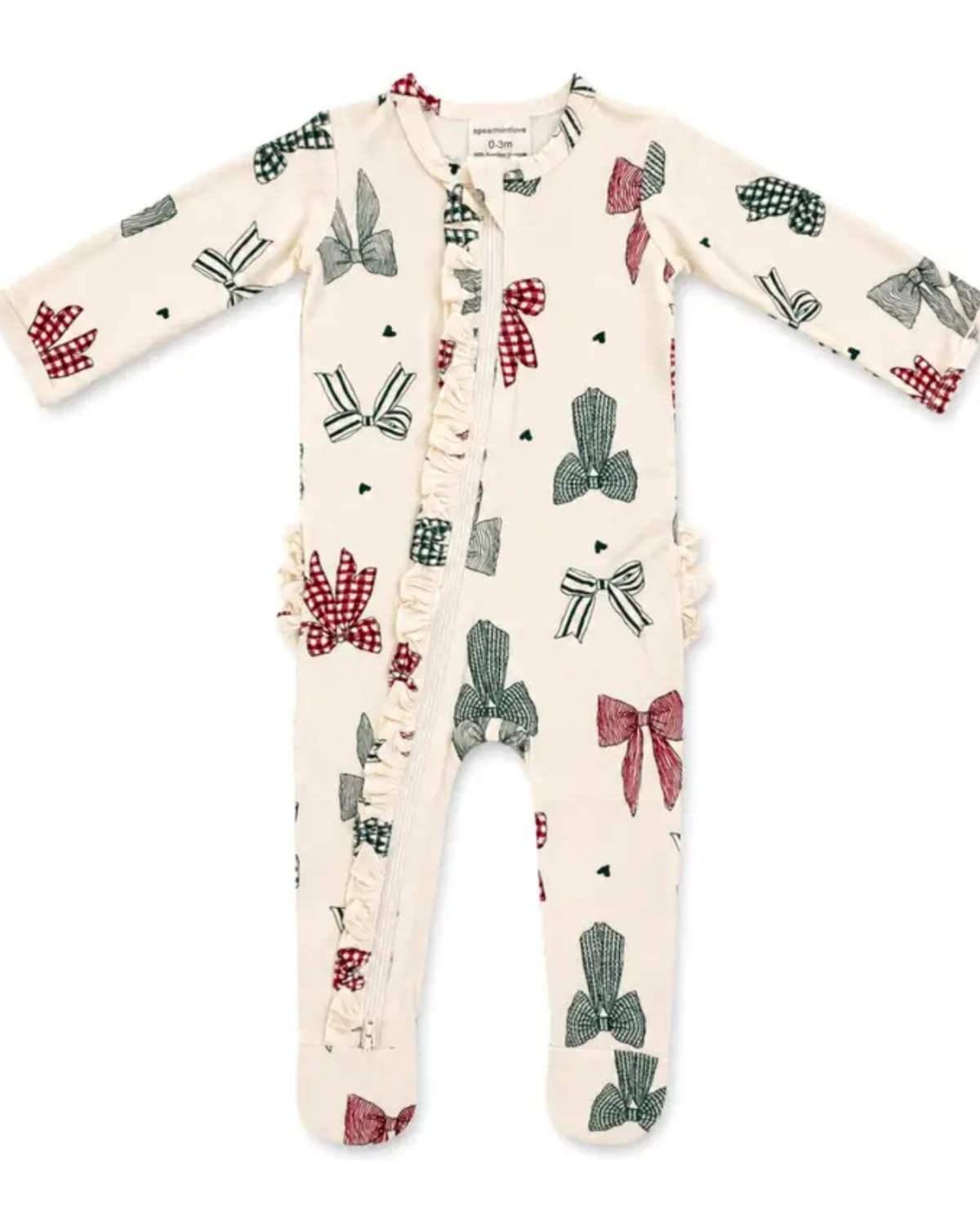 2 Way Zip Romper Footie Country Christmas Bows