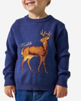 Load image into Gallery viewer, Youth Cabin Sweater Navy Deer

