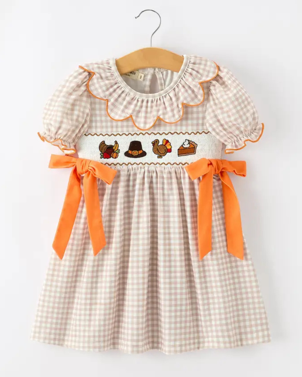 Thanksgiving Turkey Pumpkin Pie Smocked Dress