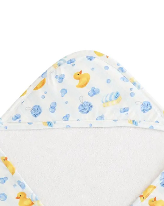 Blue Bubble Duckies Baby Bamboo Hooded Towel