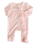 Load image into Gallery viewer, Picot Trim Bamboo Zipper Footie
