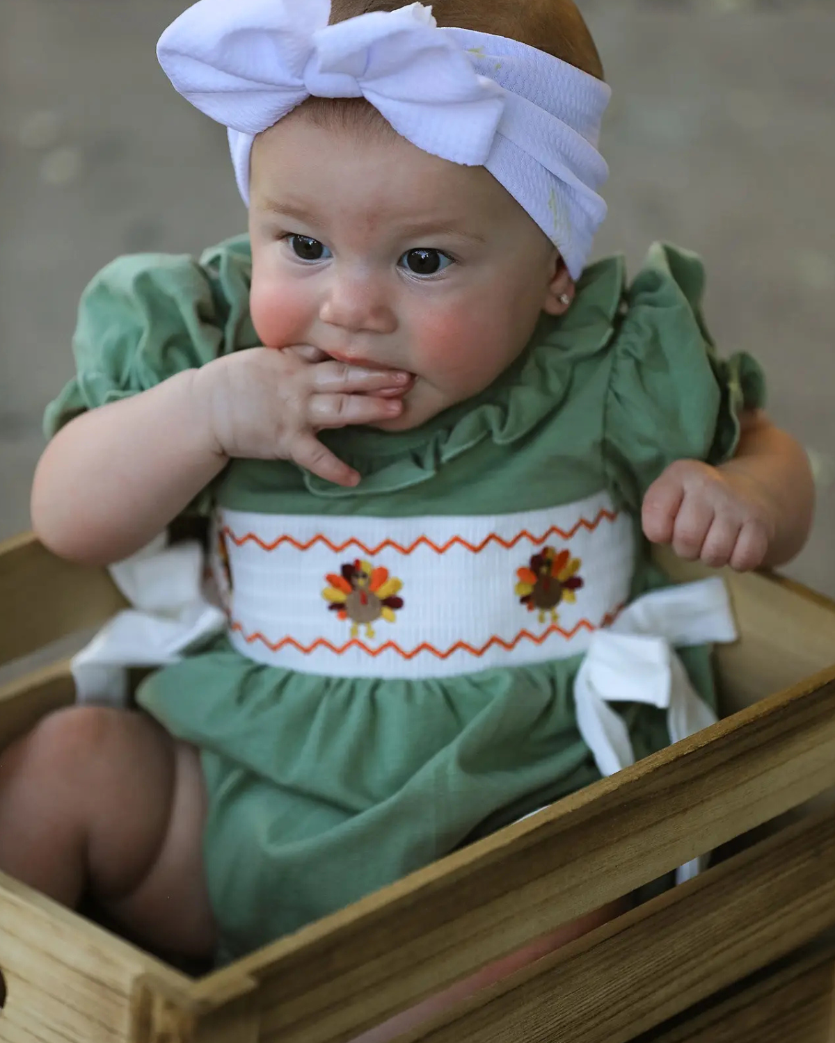 Thanksgiving Turkey Smock Girl Romper