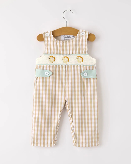 Thanksgiving Plaid Turkey Smock Romper