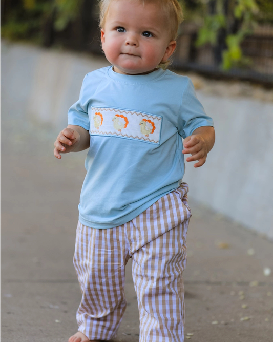Thanksgiving Plaid Turkey Smock Set