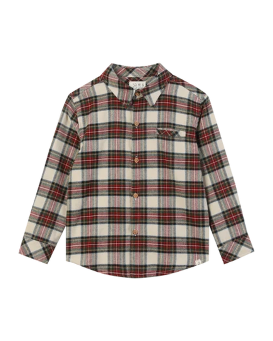 Cream/Green Plaid Shirt