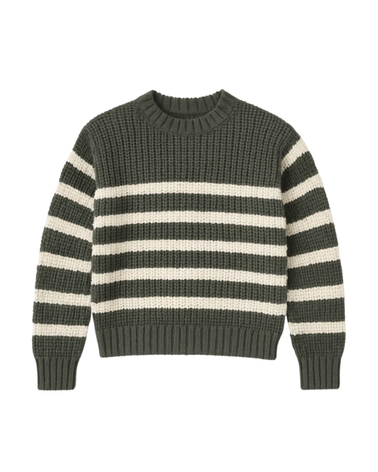 Green/Cream Stripe Sweater