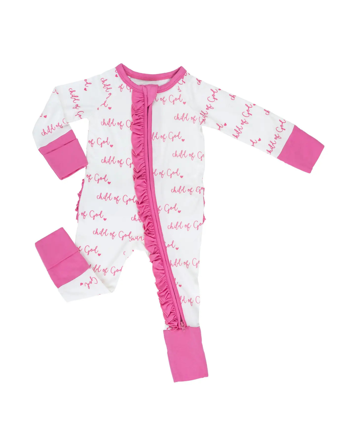 Bamboo Baby Ruffle Zipper Pajama Pink Child of God