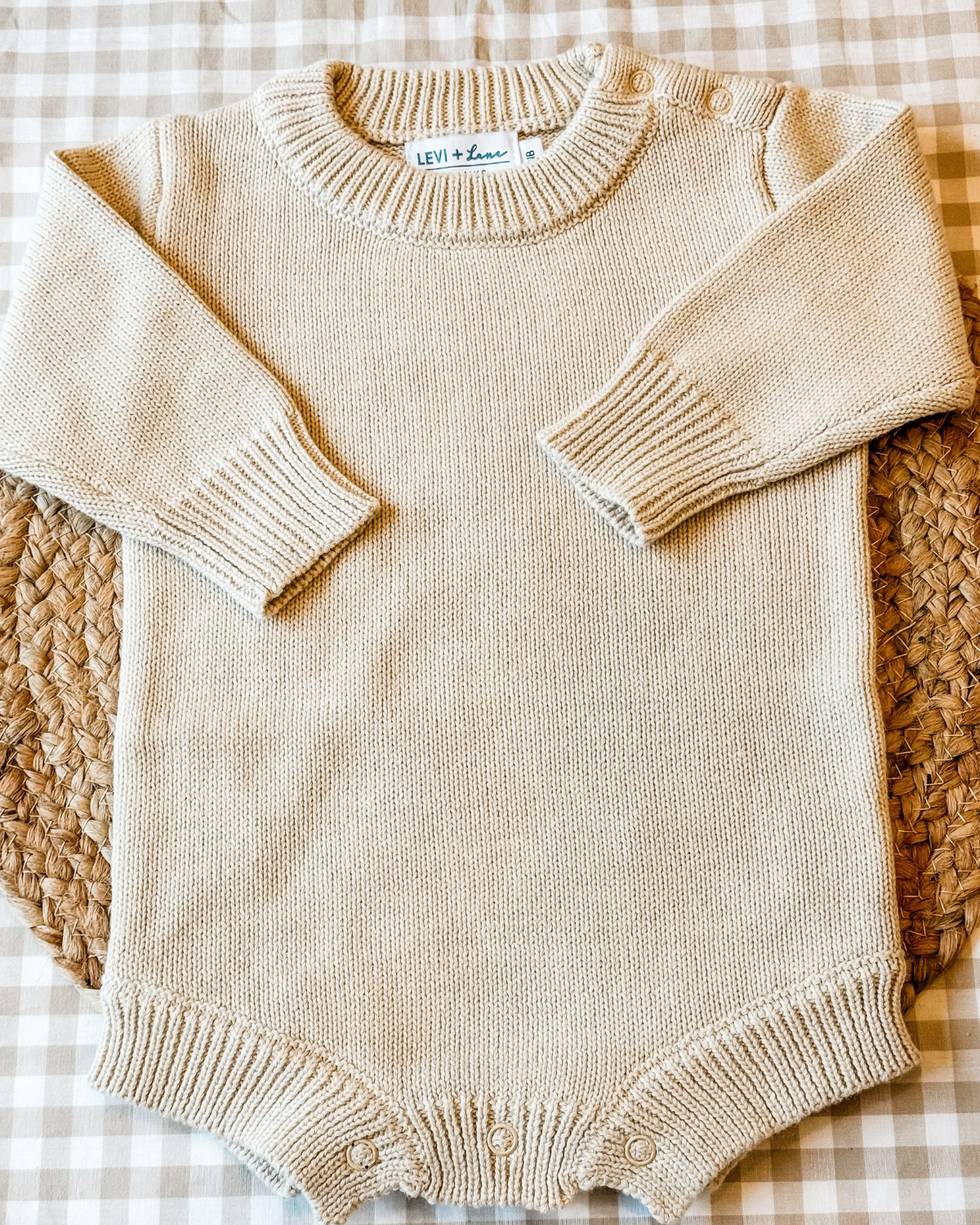 Long Sleeve Knit No Ruffle Romper Ivory