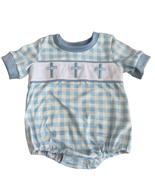Boy Easter Plaid Cross Bubble