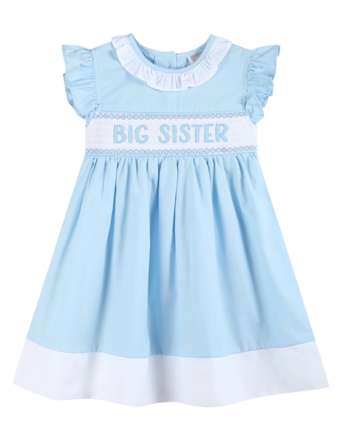 Blue Big Sister Smocked Dress