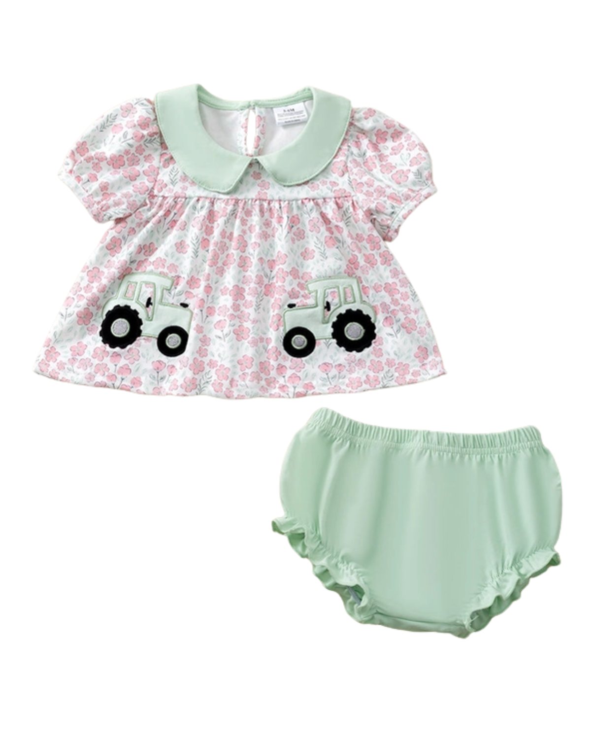 Floral Tractor Applique Bloomer Set