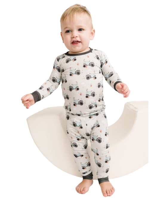 Blue Tractor Bamboo Set
