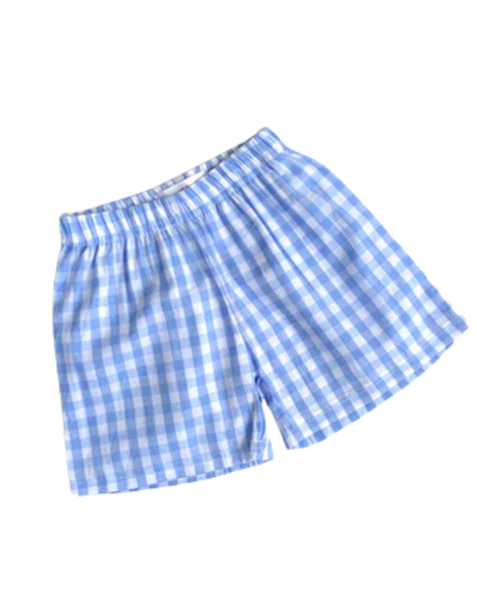 Light Blue Gingham Shorts