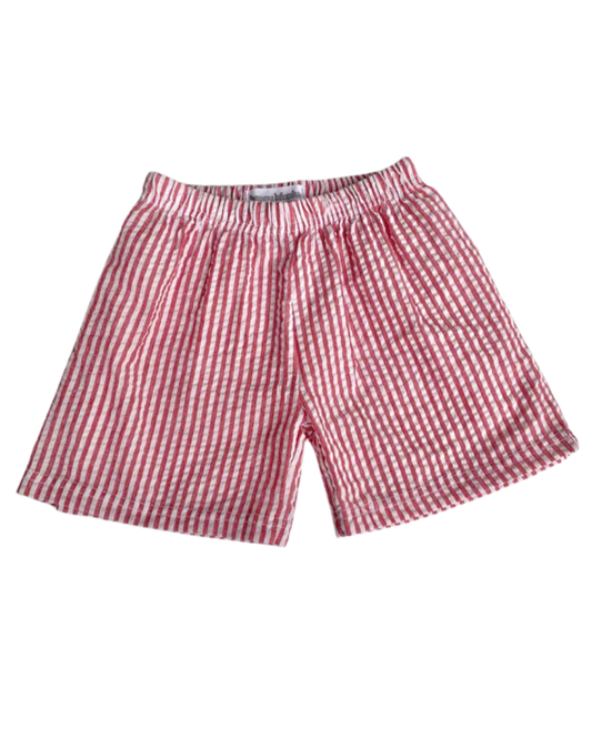 Red Seersucker Shorts