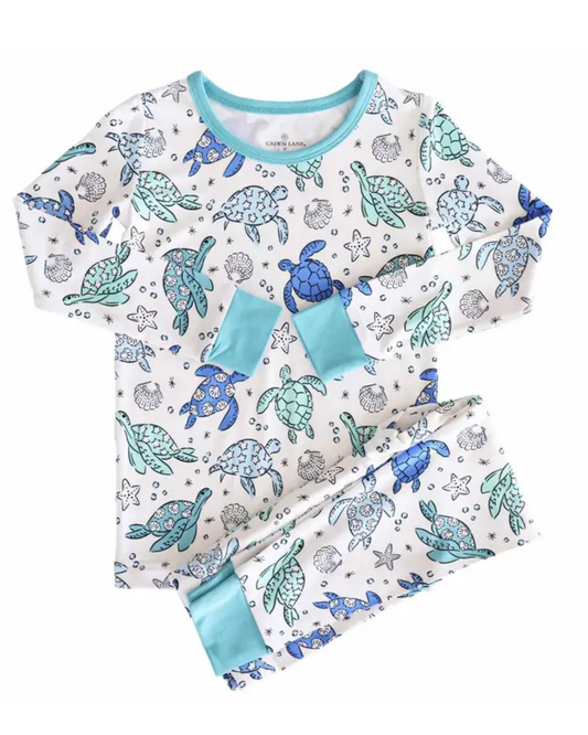 Sea Turtle Splash Two Piece Pajama Set