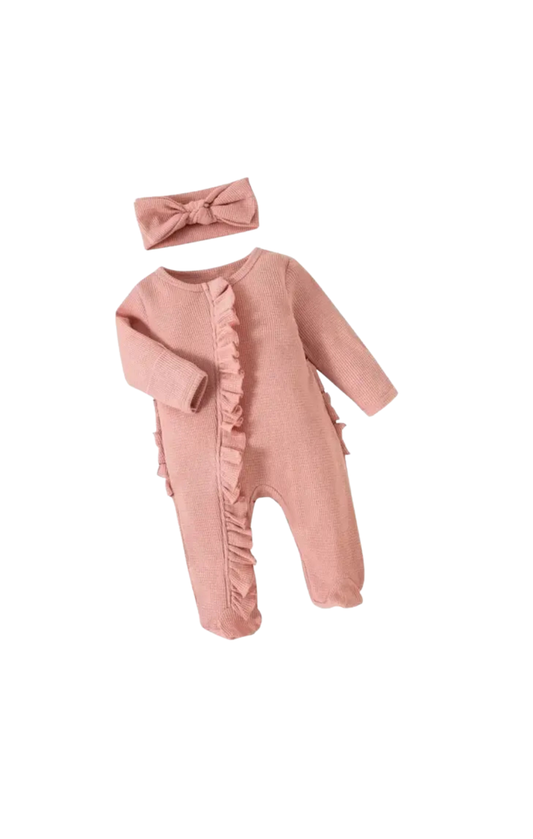 Ruffle Bottom Long Sleeve Romper