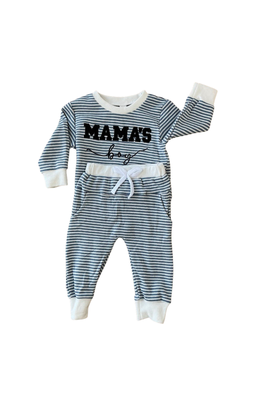 Mama's Boy Striped Lounge Set - Blue