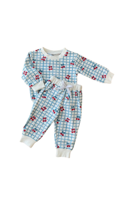 Blue Grid Cherry Set