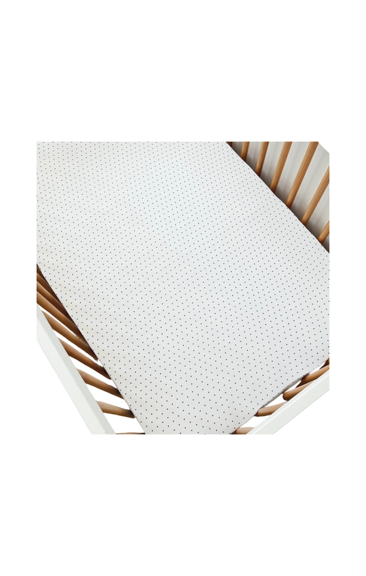 Stretch Crib Sheet - Navy Polka Dot