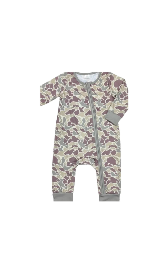 Baby Camo Print Zip Sleeper