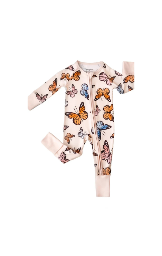 Bamboo Butterfly Zip Onesie