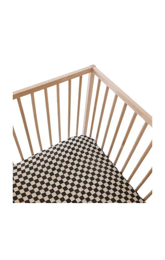 Muslin Crib Sheet - Black & Ivory Checkerboard