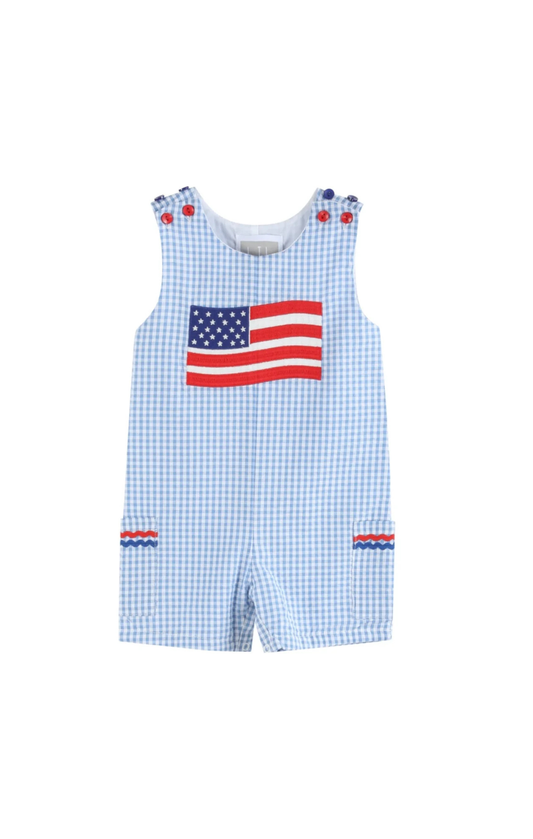 Gingham Flag Pocket Kid Shortalls
