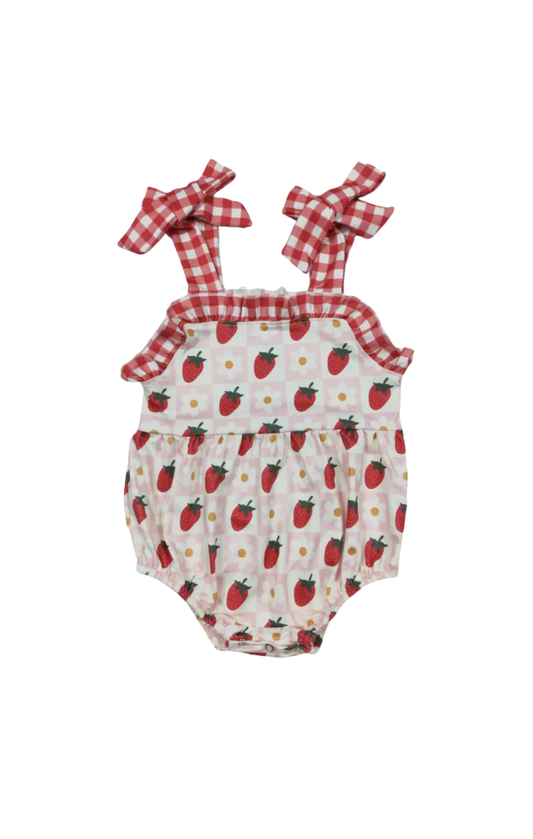Girl Strawberry Checkered Bubble