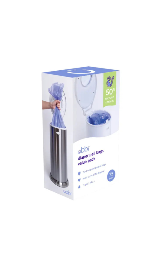 Baby Diaper Pail Plastic Waste Bags, 75 CT