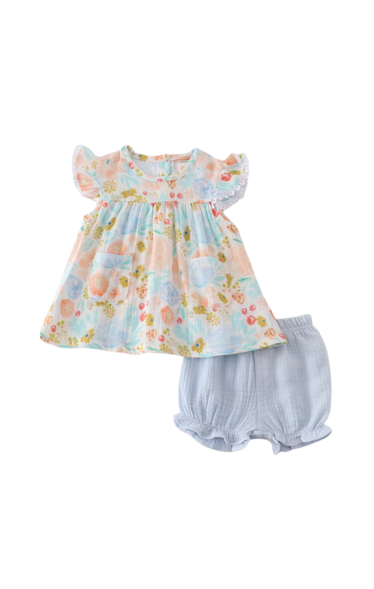 Madalynn Muslin Floral Baby Set