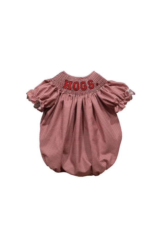 Razorbacks Smocked Gingham Bubble